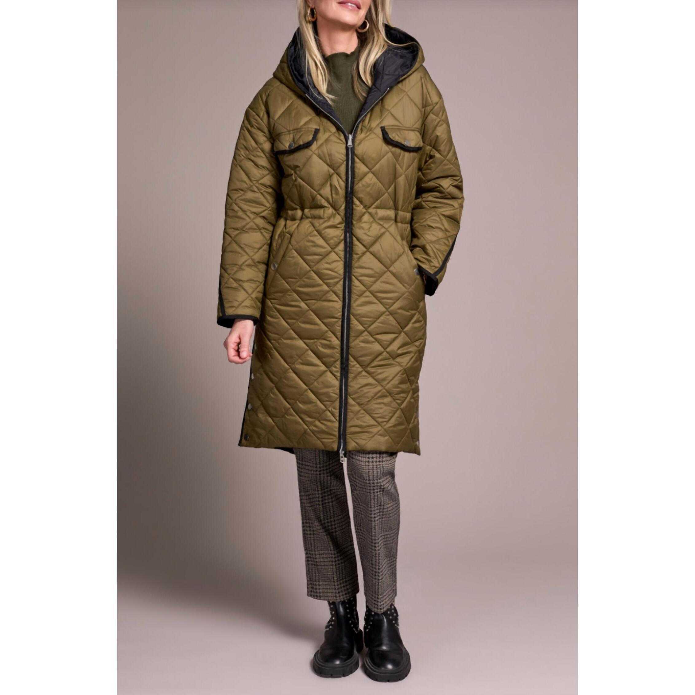 New Tribal Long Sleeve Zip Front Reversible Puffer Jacket In Ivy